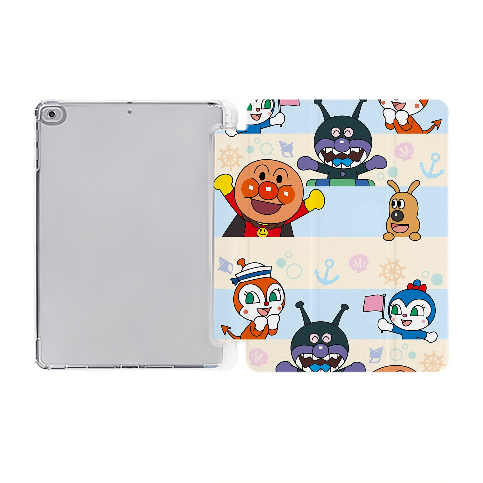 （画像用） アンパンマン Anpanman IPad ケース ペン収納付き 三つ折りスタンド PUレザー×シリコン 対応機種9.5/10.5/10.9インチ